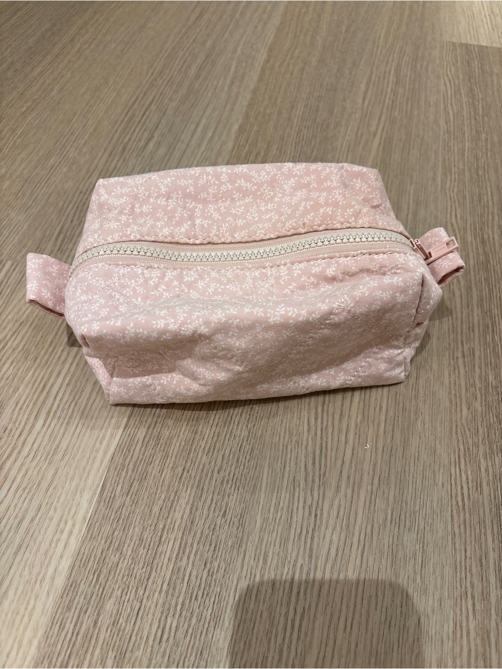 Brandy Melville Pale Pink Floral Cosmetic Makeup Pouch Bag